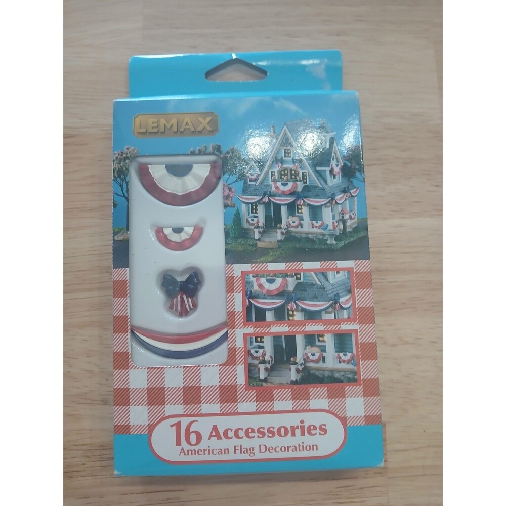 Lemax 16 Accessories American Flag Decorations - New/Sealed